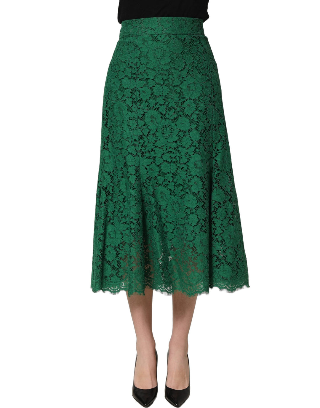 Women’s Dolce &amp; Gabbana Green Lace High Waist Mermaid Midi Skirt