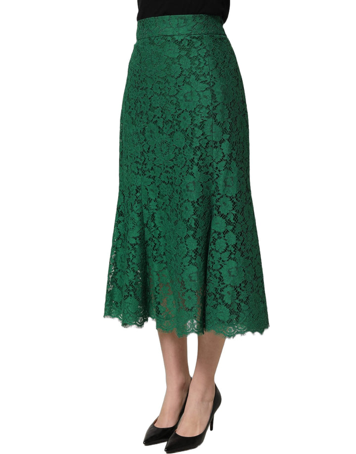 Women’s Dolce &amp; Gabbana Green Lace High Waist Mermaid Midi Skirt