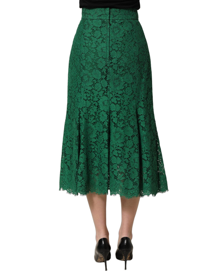 Women’s Dolce &amp; Gabbana Green Lace High Waist Mermaid Midi Skirt