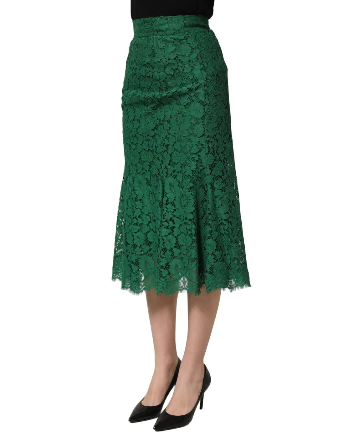 Women’s Dolce &amp; Gabbana Green Lace High Waist Mermaid Midi Skirt
