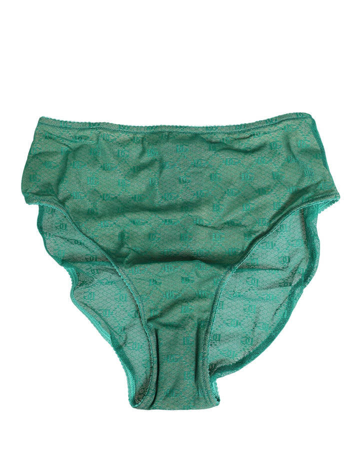 Women’s Dolce &amp; Gabbana Green Lace Nylon Dg Lingerie Panty Brief Underwear