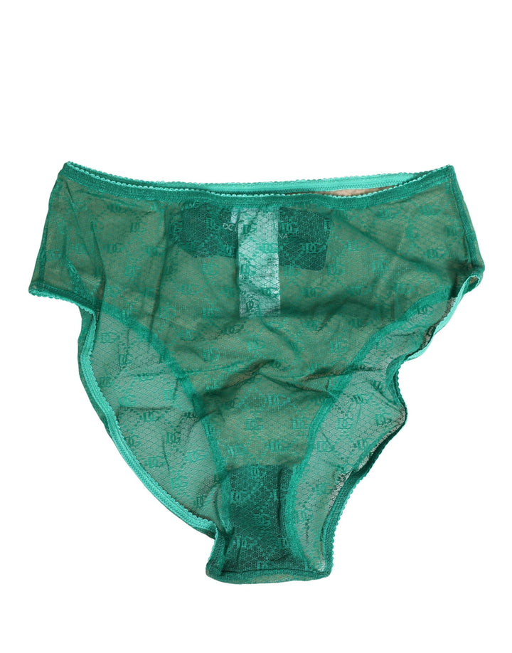 Women’s Dolce &amp; Gabbana Green Lace Nylon Dg Lingerie Panty Brief Underwear