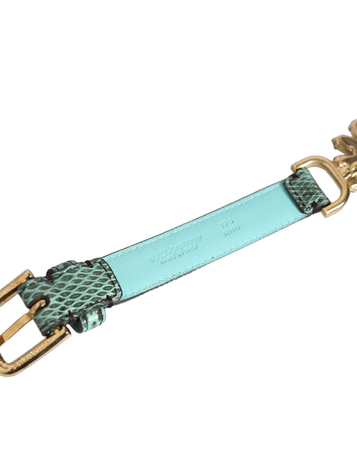 Women’s Dolce &amp; Gabbana Green Leather Daisy Crystal Embellished Waist Belt