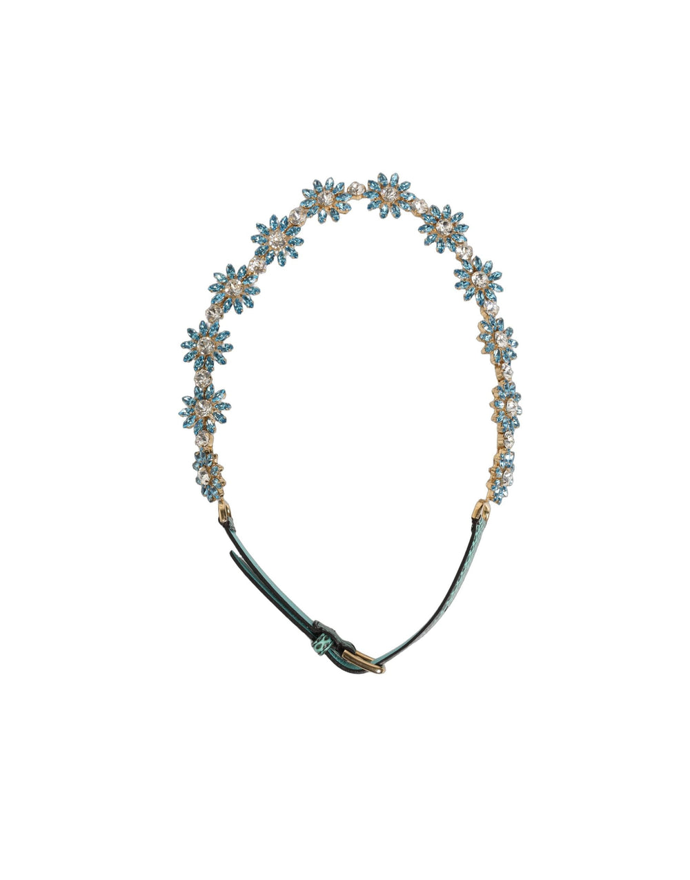 Women’s Dolce & Gabbana Green Leather Daisy Crystal Embellished Waist Belt