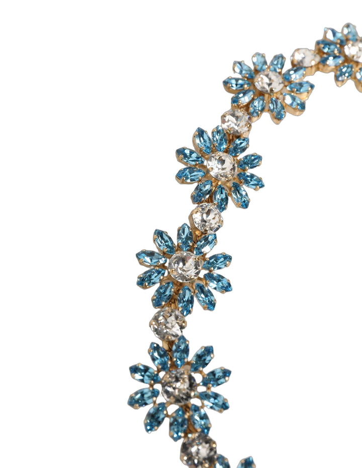 Women’s Dolce &amp; Gabbana Green Leather Daisy Crystal Embellished Waist Belt