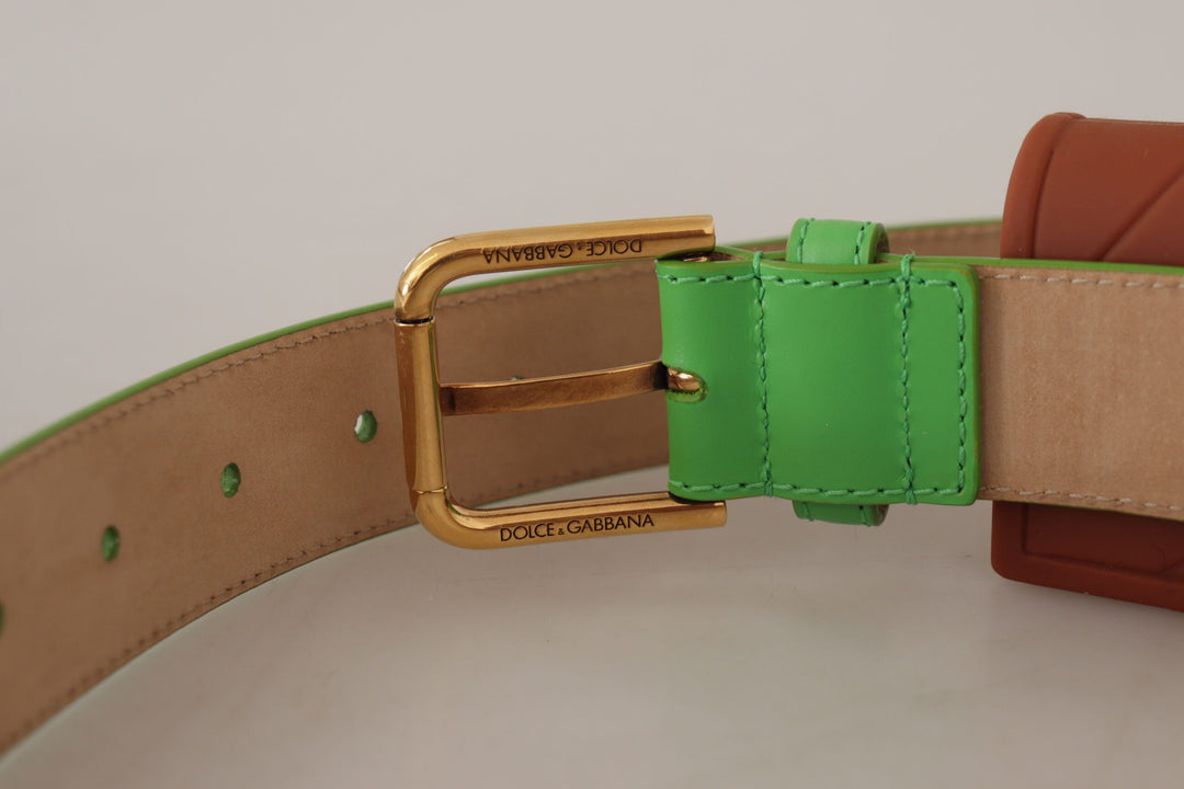 Women’s Dolce &amp; Gabbana Green Leather Devotion Heart Micro Bag Headphones Belt