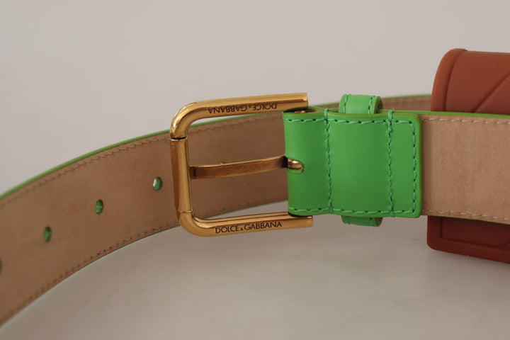 Women’s Dolce &amp; Gabbana Green Leather Devotion Heart Micro Bag Headphones Belt