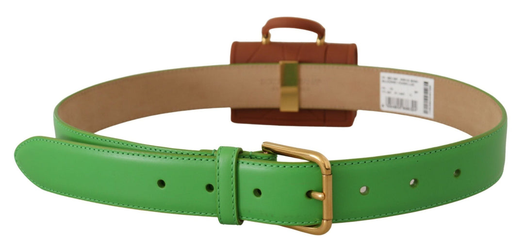 Women’s Dolce &amp; Gabbana Green Leather Devotion Heart Micro Bag Headphones Belt