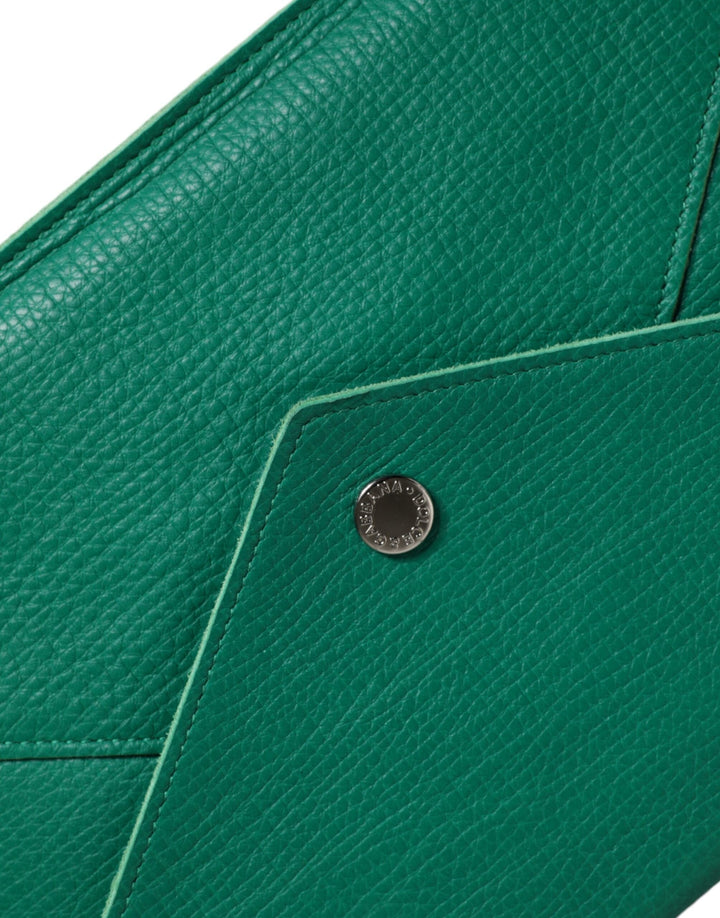 Women’s Dolce &amp; Gabbana Green Leather Handbag Clutch Mini Purse Pouch Tablet Case