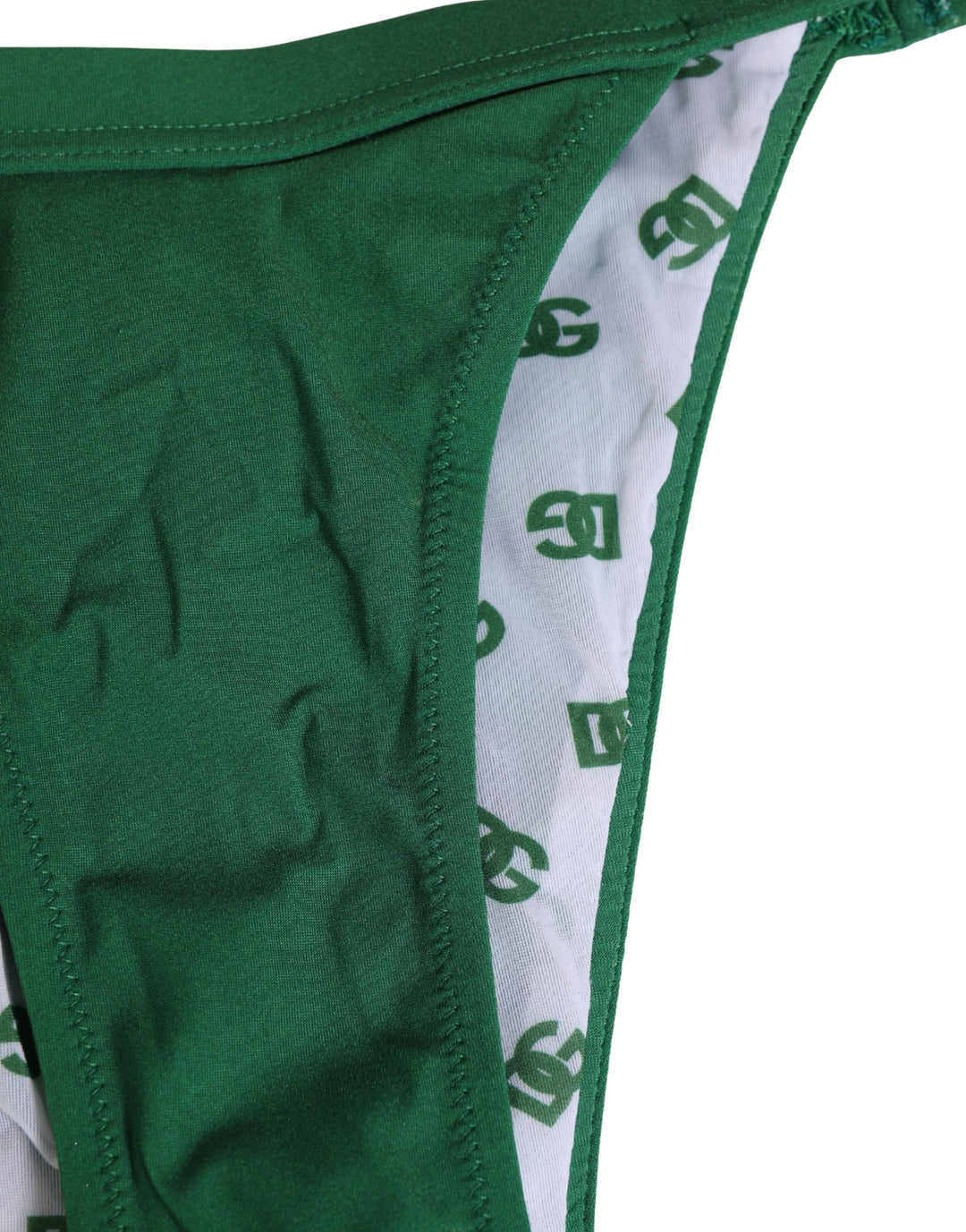 Women’s Dolce &amp; Gabbana Green Logo Plaque Nylon Brief Panty Underwear