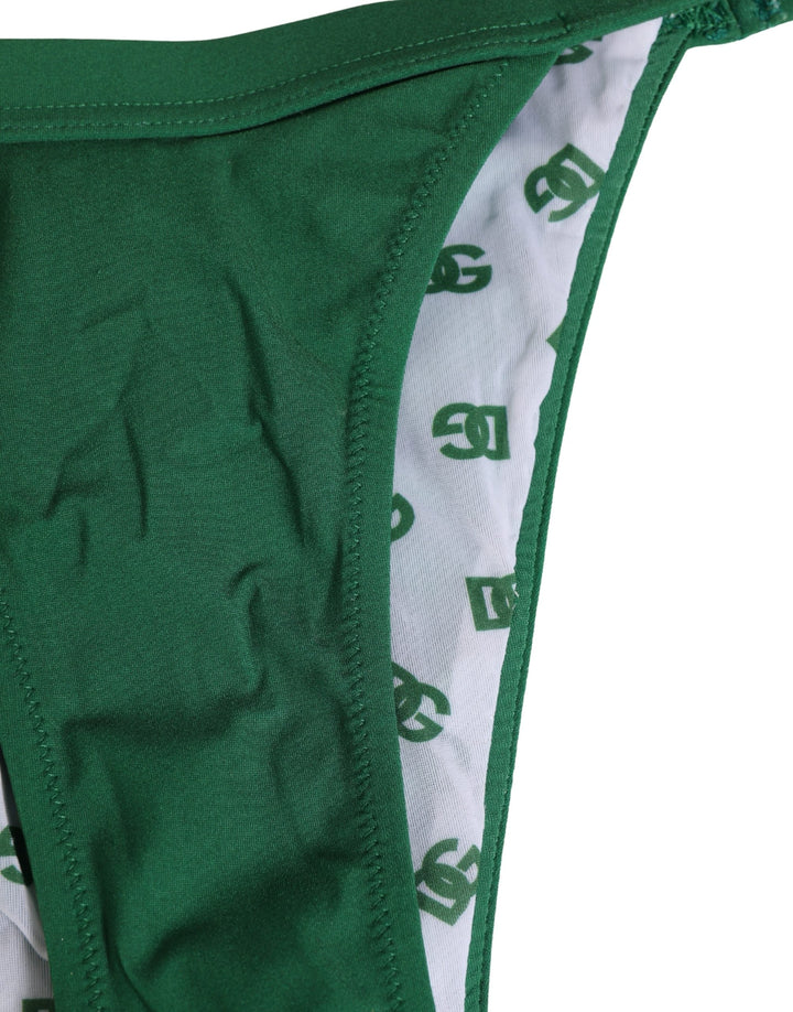 Women’s Dolce &amp; Gabbana Green Logo Plaque Nylon Brief Panty Underwear