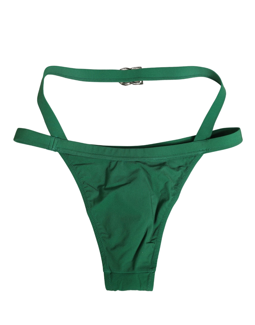 Women’s Dolce &amp; Gabbana Green Logo Plaque Nylon Brief Panty Underwear