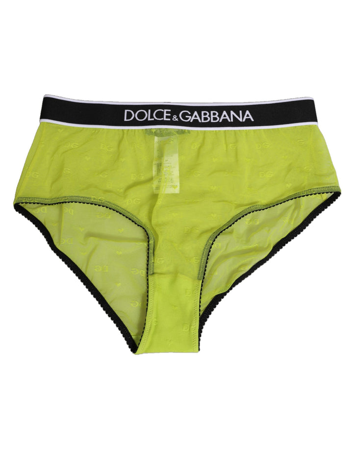 Women’s Dolce &amp; Gabbana Green Nylon Logo Waistband Brief Panty Underwear