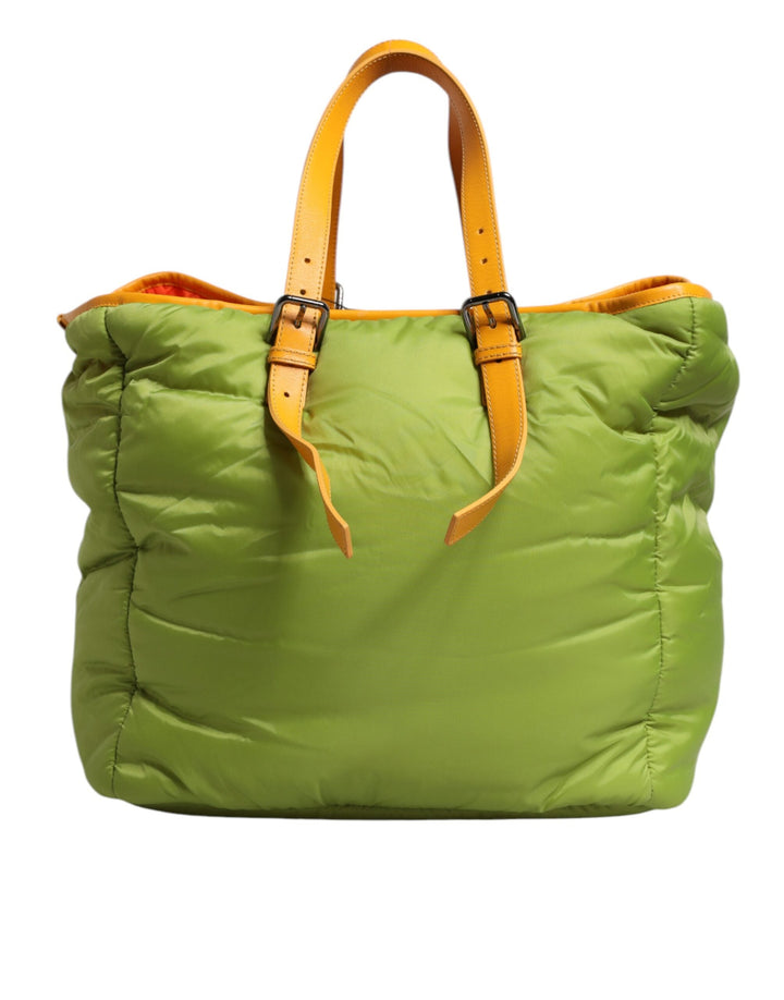 Women’s Dolce &amp; Gabbana Green Nylon Padded Logo Plaque Tote Crossbody Bag