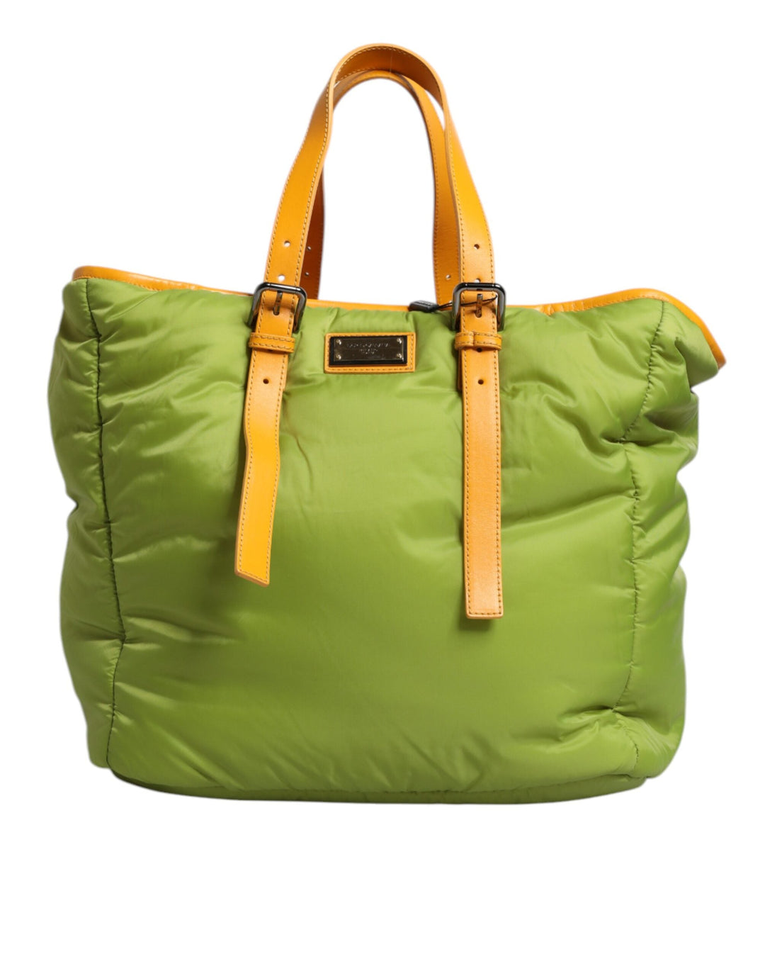 Women’s Dolce & Gabbana Green Nylon Padded Logo Plaque Tote Crossbody Bag