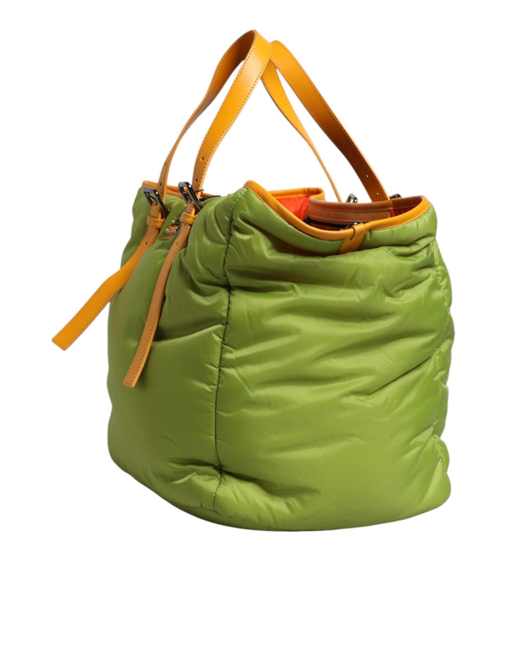 Women’s Dolce &amp; Gabbana Green Nylon Padded Logo Plaque Tote Crossbody Bag