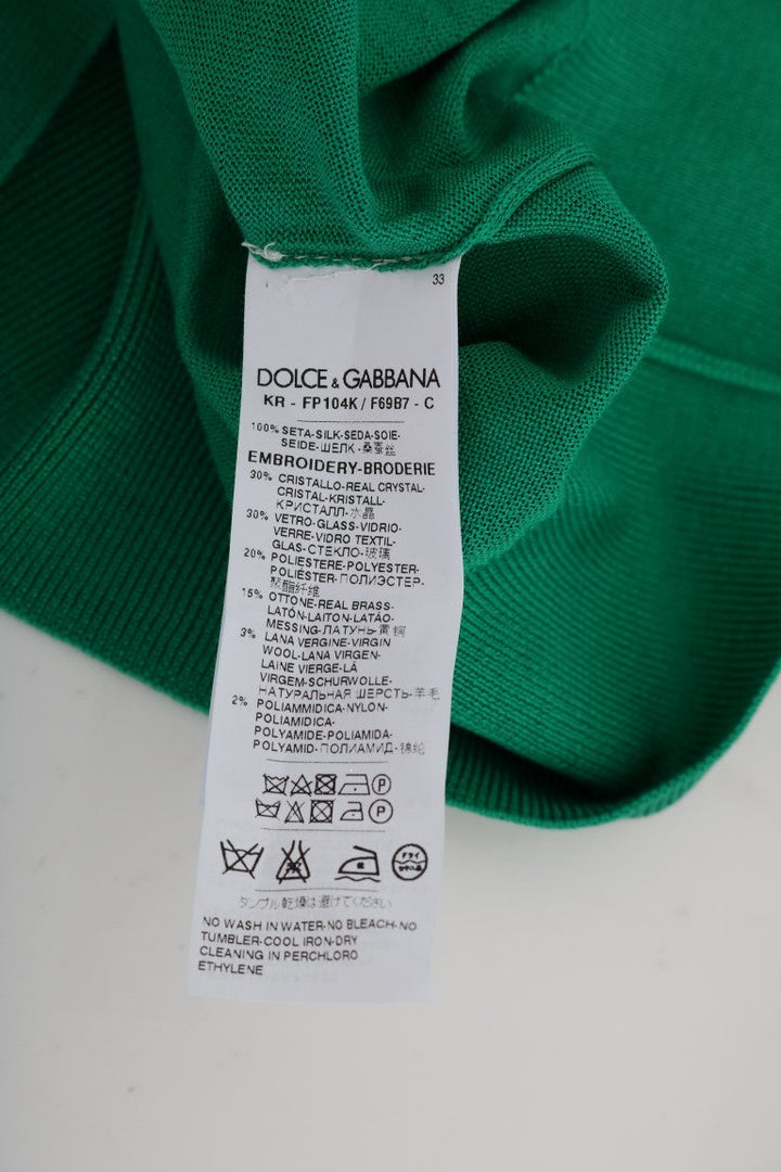 Women’s Dolce &amp; Gabbana Green Silk Crystal Banana Sweater