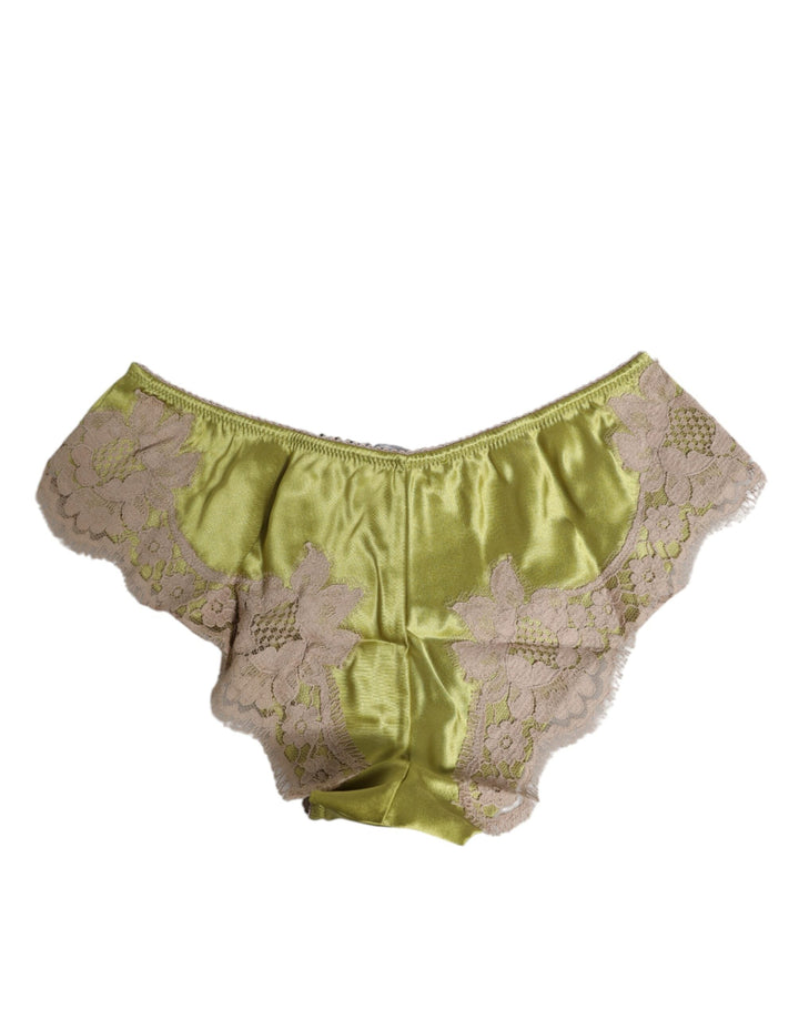 Women’s Dolce &amp; Gabbana Green Silk Satin Lace Trim New Slip Underwear