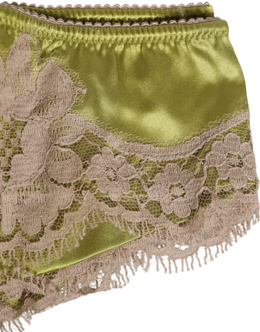 Women’s Dolce &amp; Gabbana Green Silk Satin Lace Trim New Slip Underwear