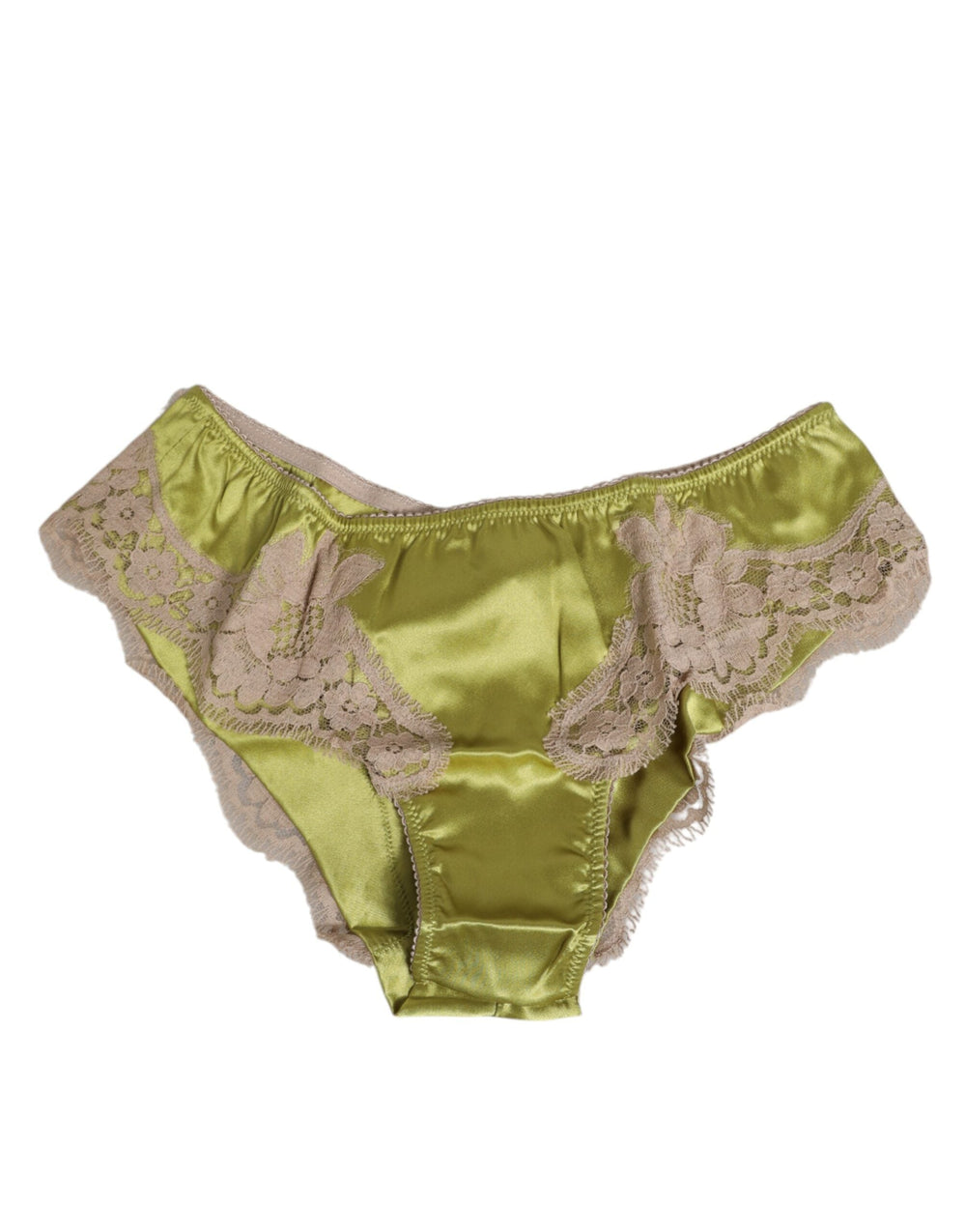 Women’s Dolce & Gabbana Green Silk Satin Lace Trim New Slip Underwear