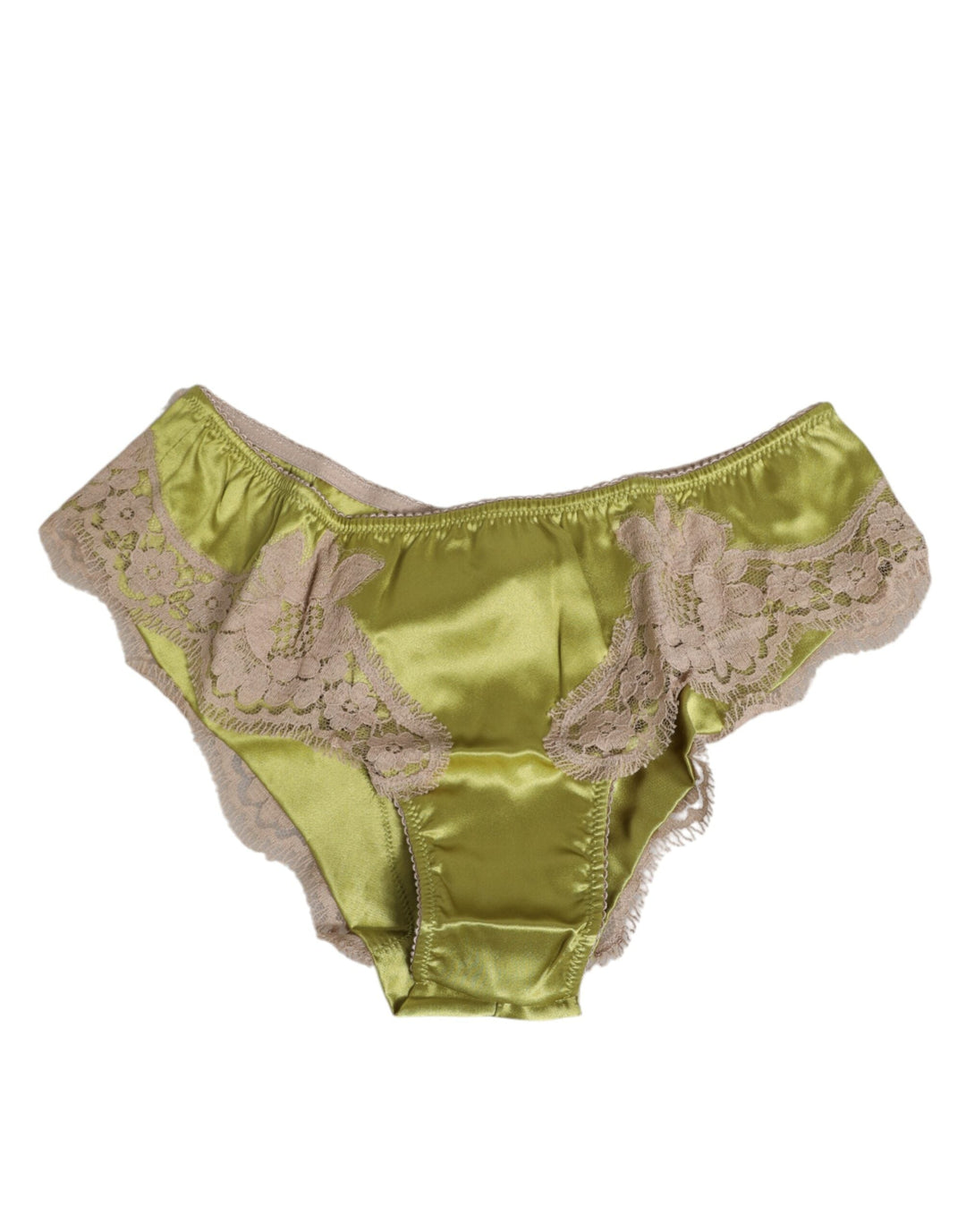 Women’s Dolce &amp; Gabbana Green Silk Satin Lace Trim New Slip Underwear