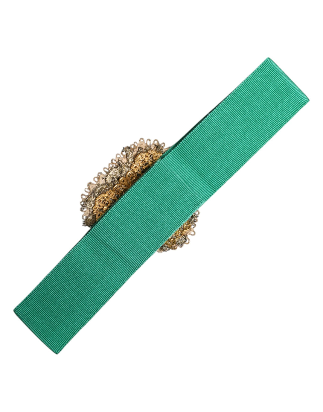 Women’s Dolce &amp; Gabbana Green Stretch Wide Waist Heart Embellished Belt