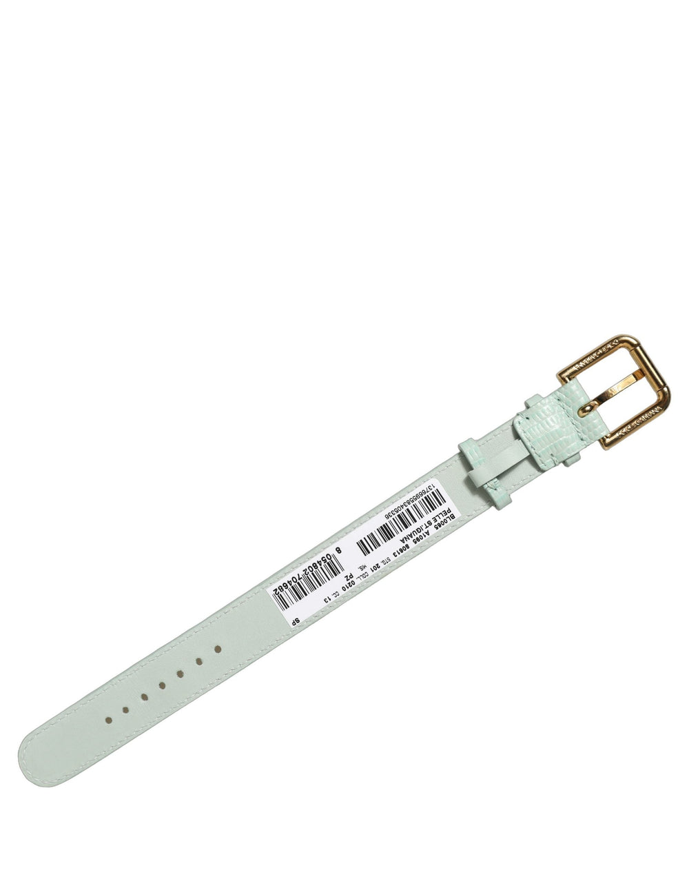 Women’s Dolce & Gabbana Green Textured Leather Gold Buckle Belt Strap Bracelet
