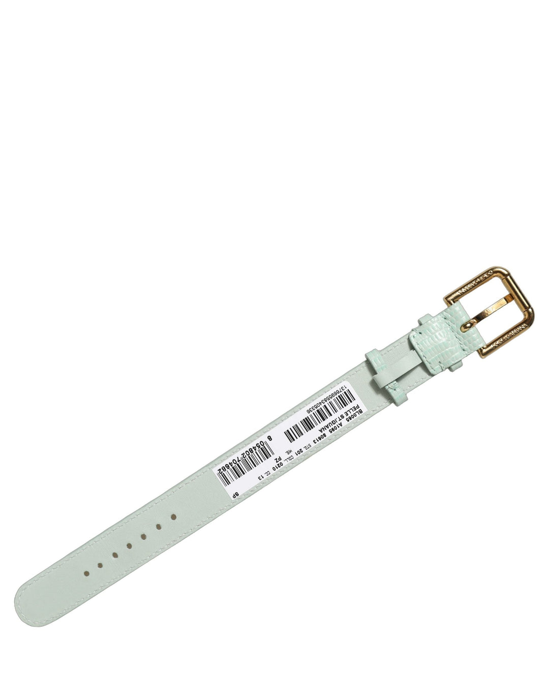 Women’s Dolce &amp; Gabbana Green Textured Leather Gold Buckle Belt Strap Bracelet