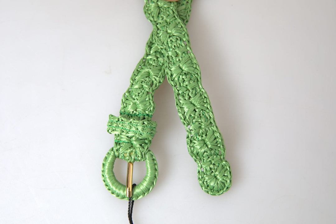 Women’s Dolce &amp; Gabbana Green Viscose Weaved Skinny Waist Belt