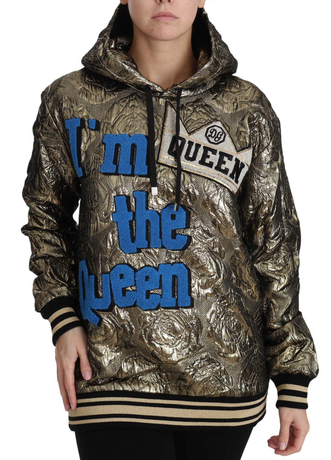 Women’s Dolce &amp; Gabbana Im the Queen Jaquard Gold Sweatshirt Hoodie