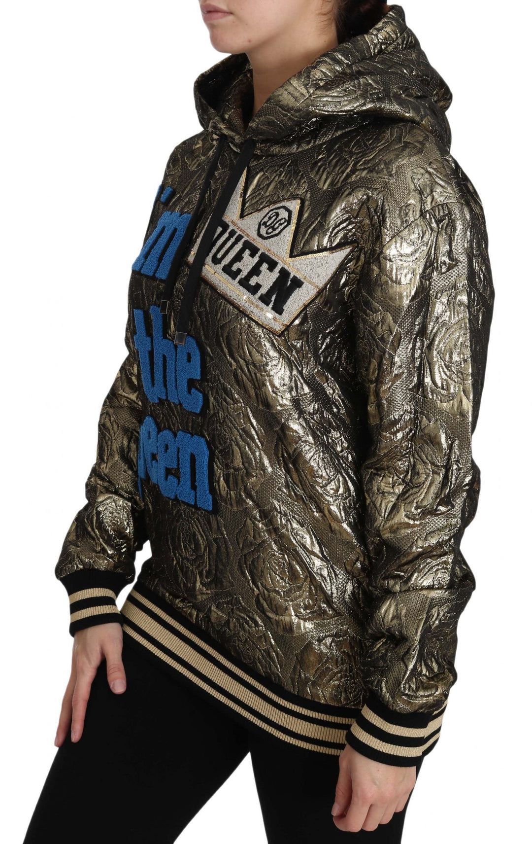 Women’s Dolce &amp; Gabbana Im the Queen Jaquard Gold Sweatshirt Hoodie