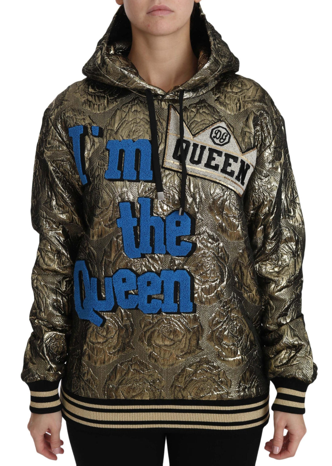 Women’s Dolce &amp; Gabbana Im the Queen Jaquard Gold Sweatshirt Hoodie