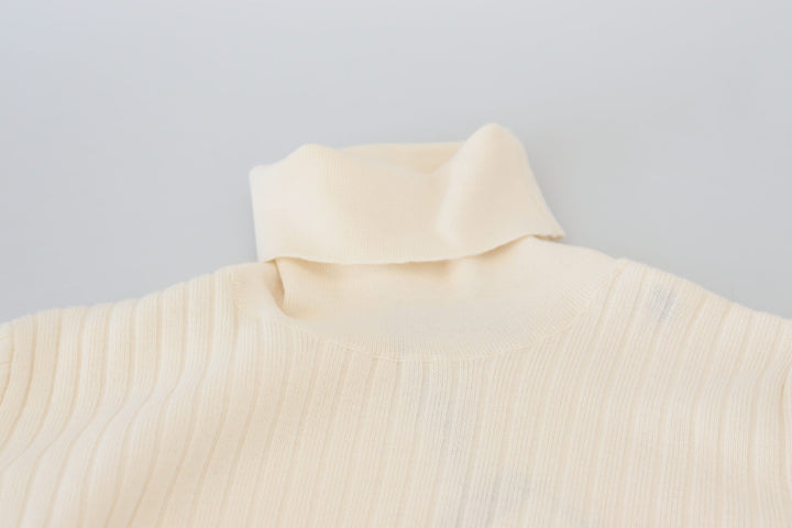Women’s Dolce &amp; Gabbana Ivory Turtleneck Distressed Cuff Pullover Sweater