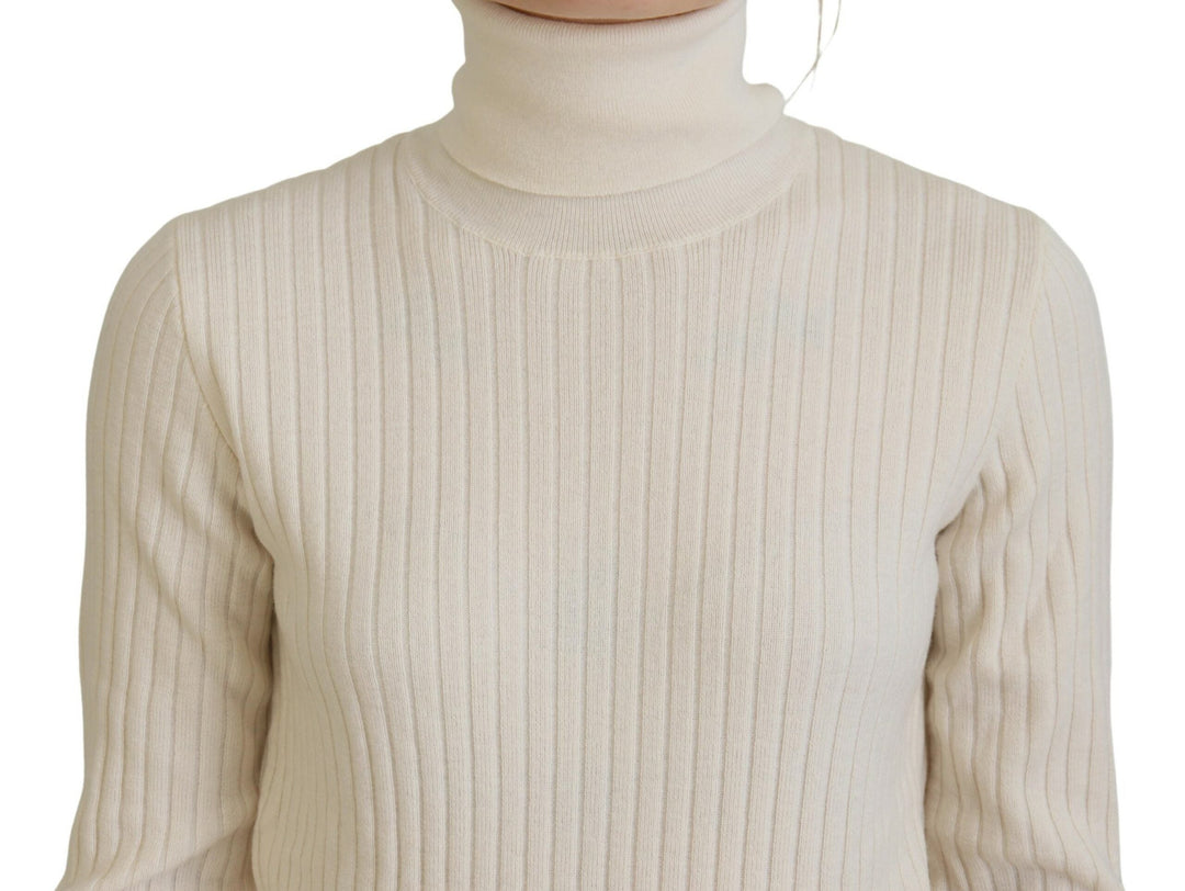Women’s Dolce &amp; Gabbana Ivory Turtleneck Distressed Cuff Pullover Sweater