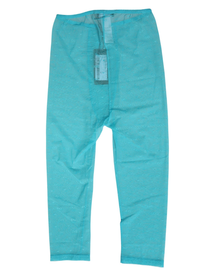 Women’s Dolce &amp; Gabbana Light Blue Logo Lace Tight Midi Trouser Underwear