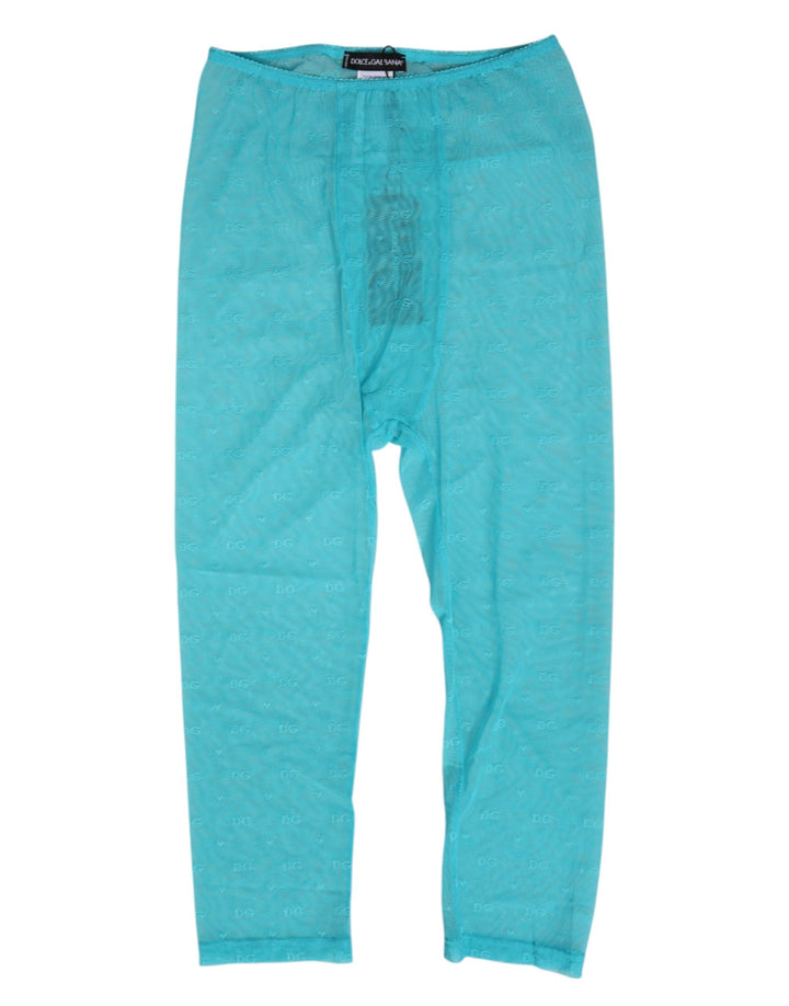 Women’s Dolce &amp; Gabbana Light Blue Logo Lace Tight Midi Trouser Underwear