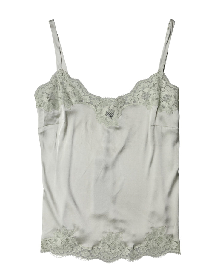 Dolce &amp; Gabbana Light Green Floral Lace Lingerie Top Underwear