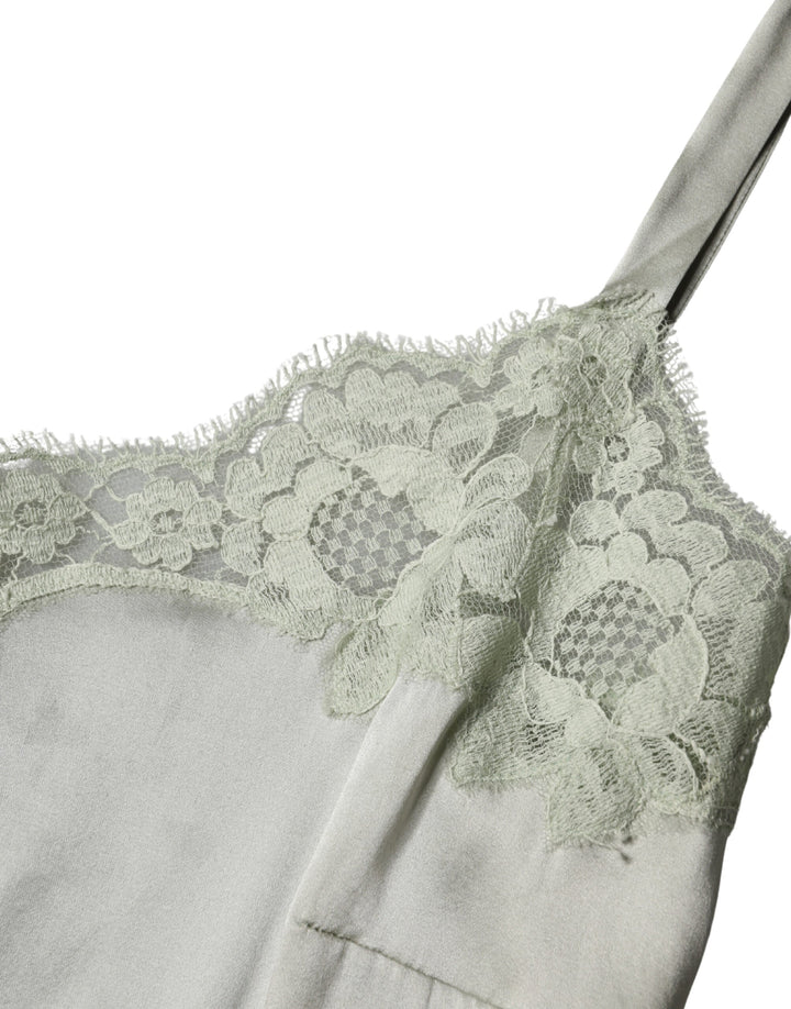 Dolce &amp; Gabbana Light Green Floral Lace Lingerie Top Underwear