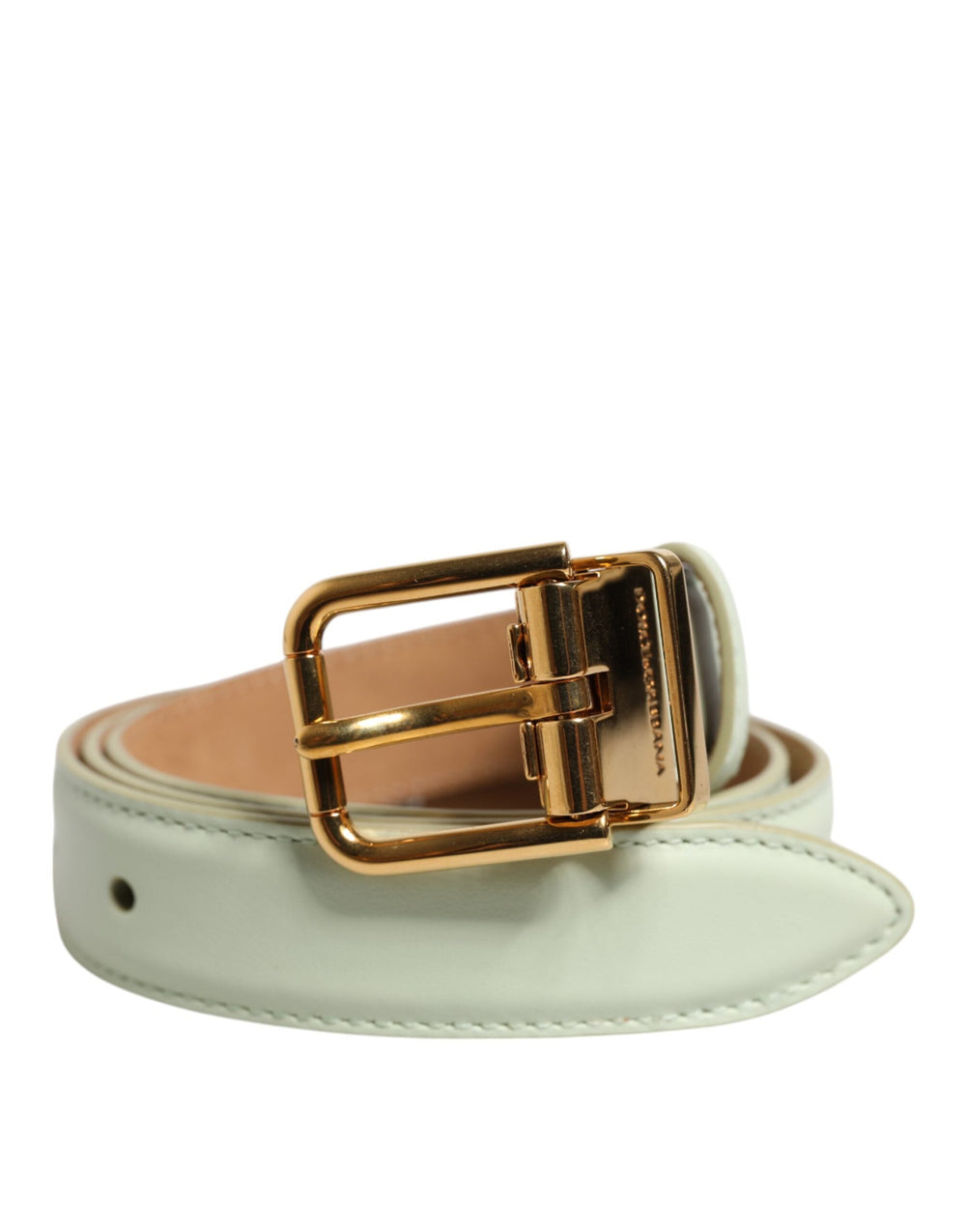 Women’s Dolce & Gabbana Light Green Leather Gold Metal Buckle Belt