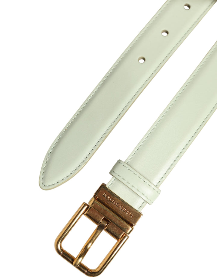 Women’s Dolce &amp; Gabbana Light Green Leather Gold Metal Buckle Belt