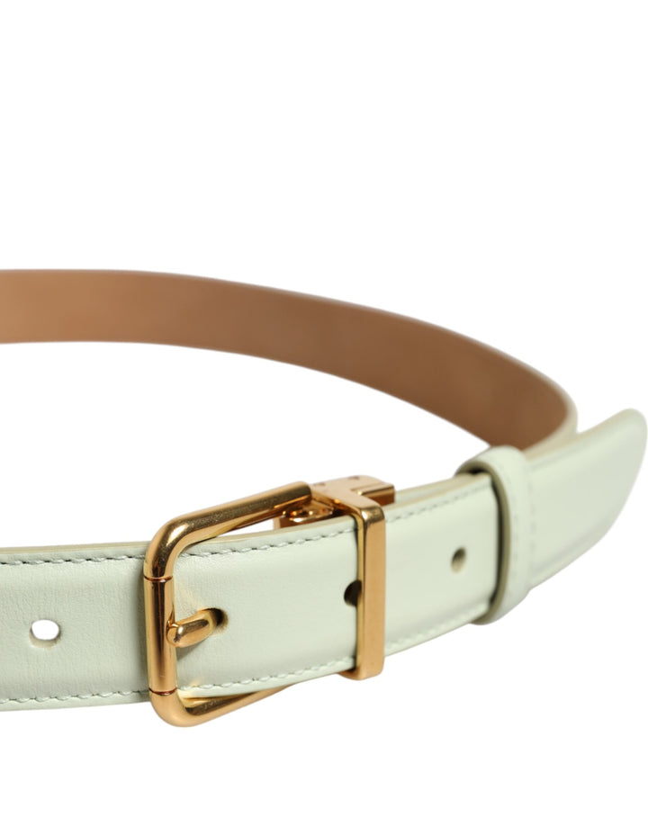 Women’s Dolce &amp; Gabbana Light Green Leather Gold Metal Buckle Belt