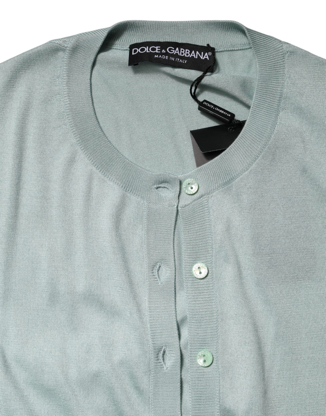 Women’s Dolce &amp; Gabbana Light Green Silk Button Down Cardigan Sweater