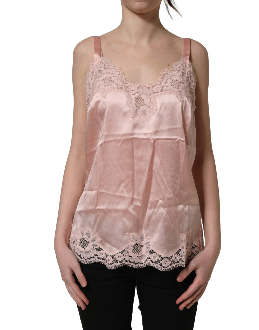 Women’s Dolce &amp; Gabbana Light Pink Floral Lace Lingerie Underwear Top