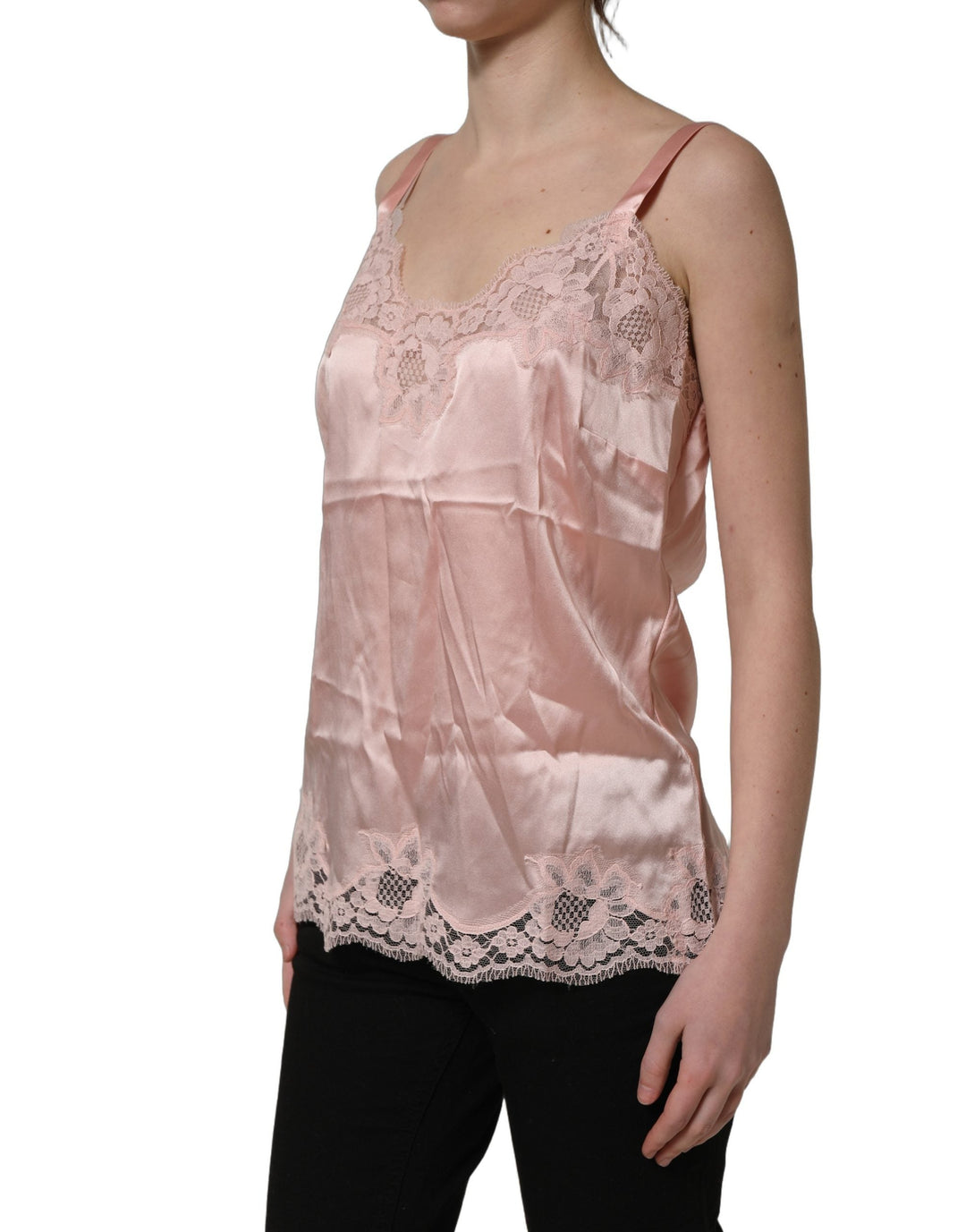 Women’s Dolce &amp; Gabbana Light Pink Floral Lace Lingerie Underwear Top