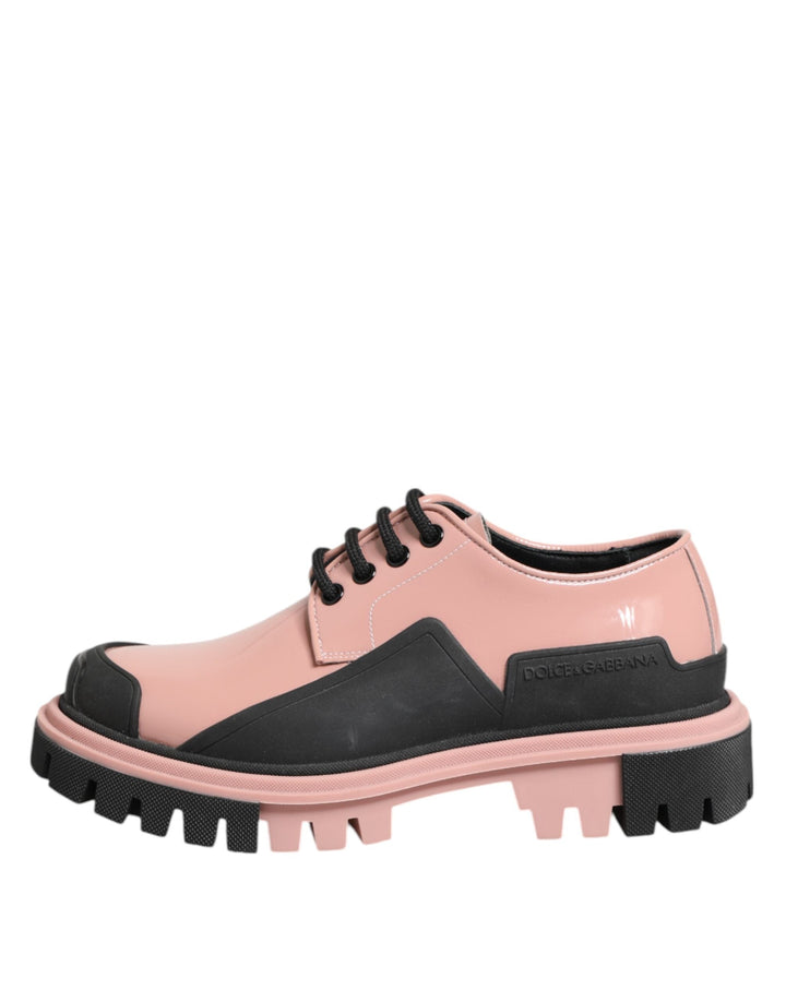 Women’s Dolce &amp; Gabbana Light Powder Pink Black Leather Lace-up Shoes