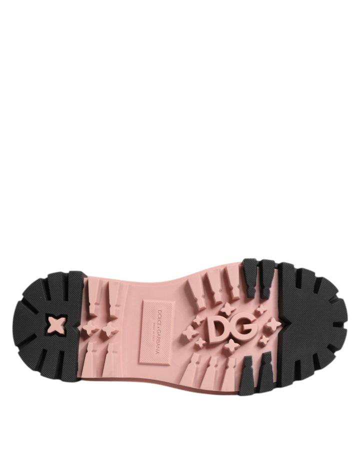 Women’s Dolce &amp; Gabbana Light Powder Pink Black Leather Lace-up Shoes