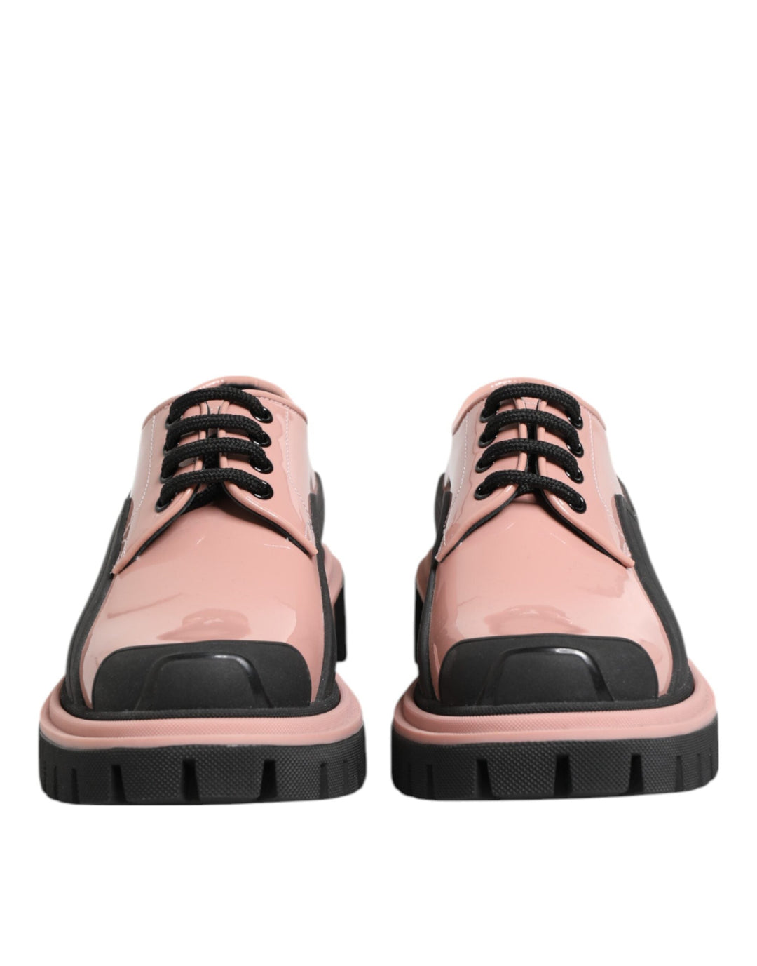 Women’s Dolce & Gabbana Light Powder Pink Black Leather Lace-up Shoes