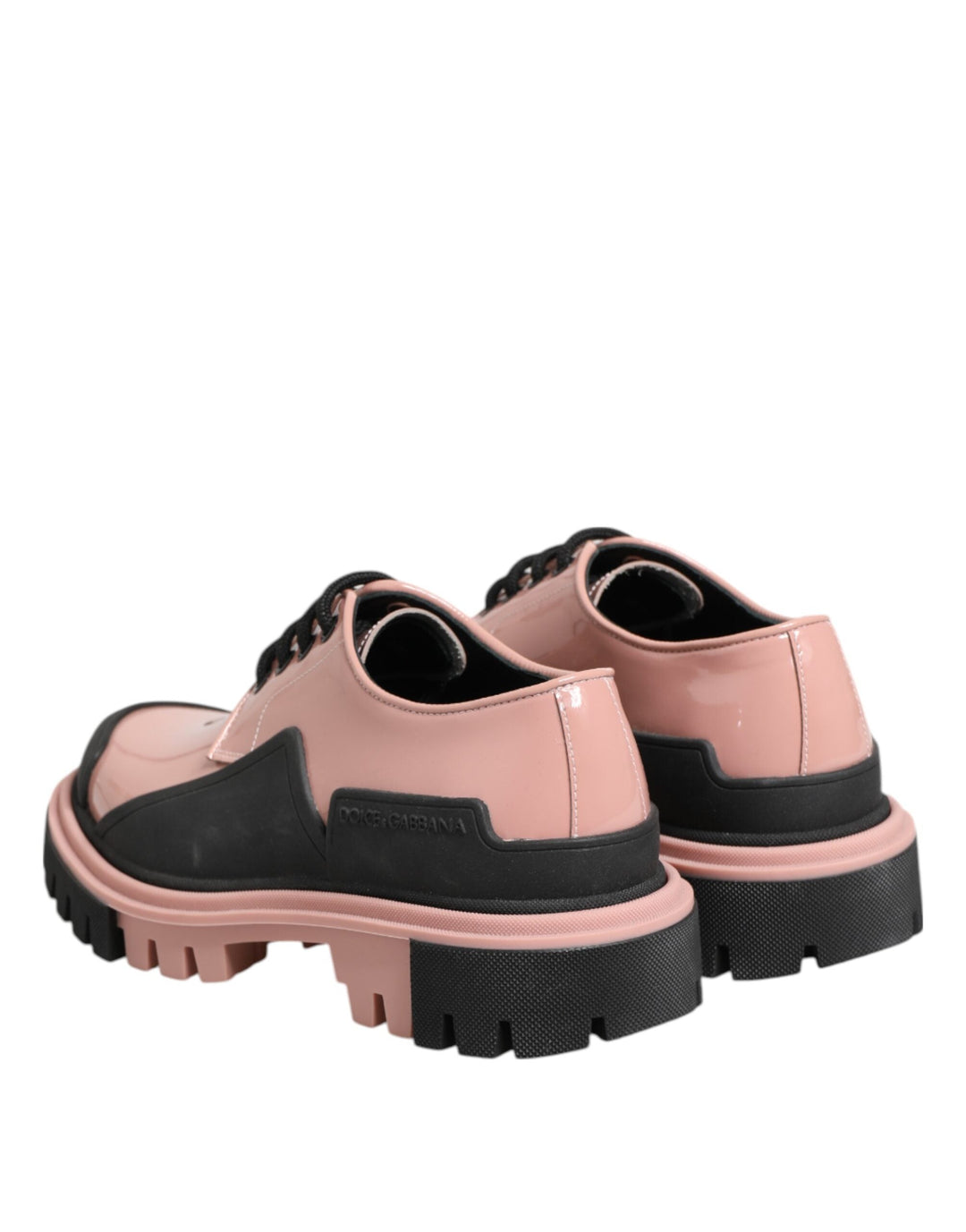 Women’s Dolce &amp; Gabbana Light Powder Pink Black Leather Lace-up Shoes