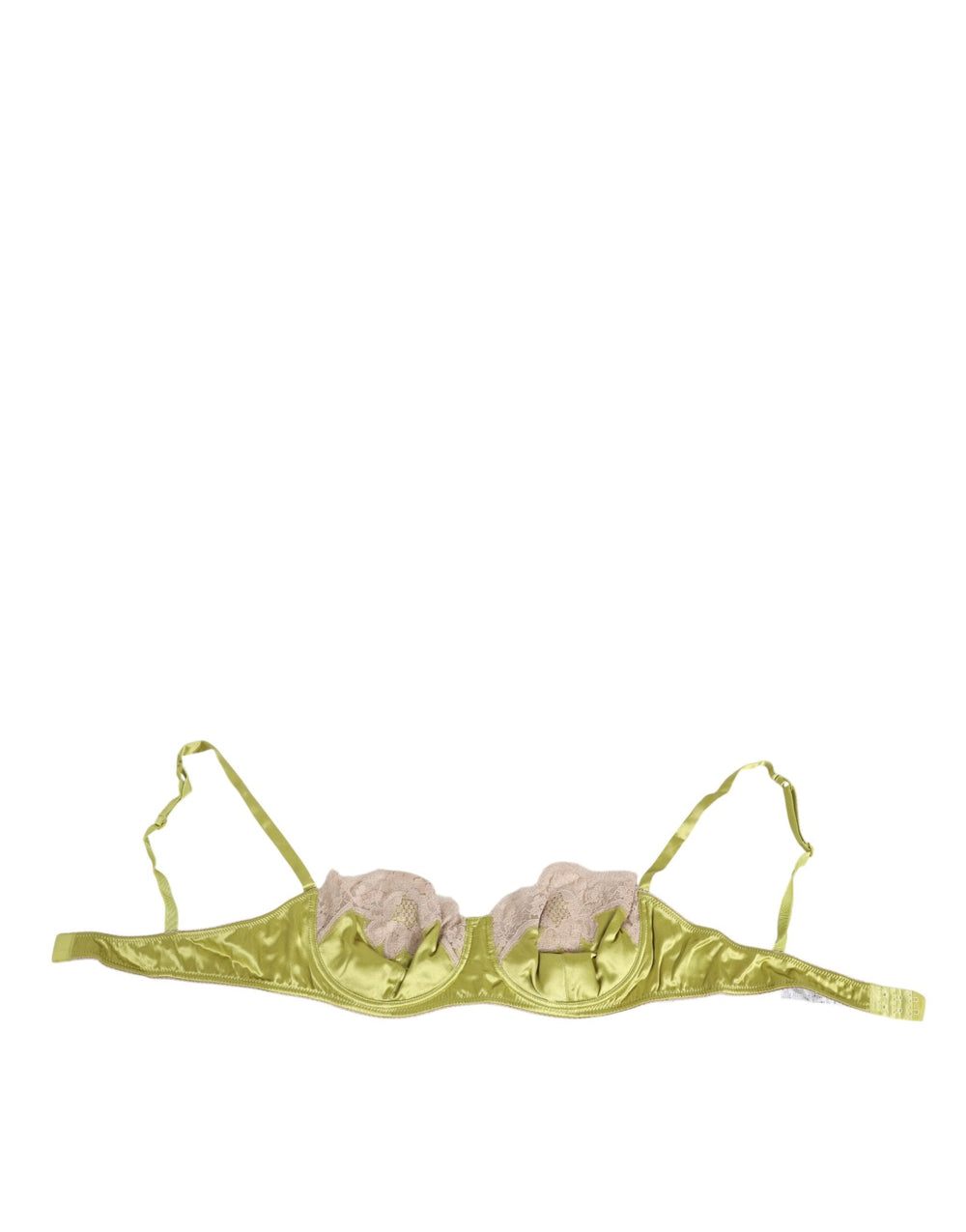 Women’s Dolce & Gabbana Lime Green Silk Satin Lace Padded Balconnet Underwear