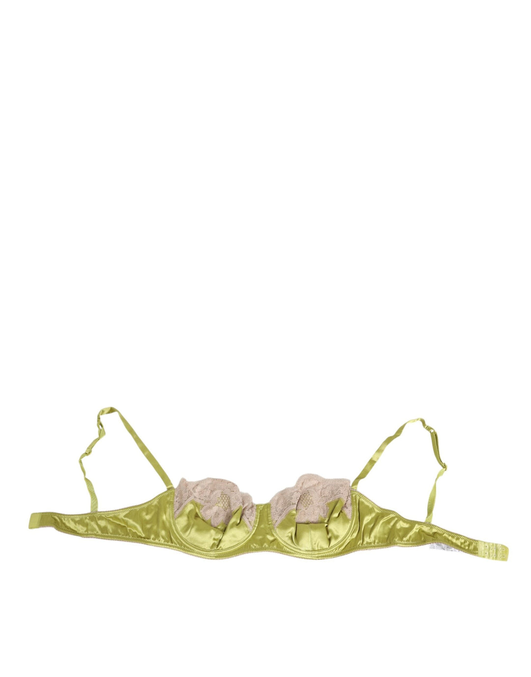 Women’s Dolce &amp; Gabbana Lime Green Silk Satin Lace Padded Balconnet Underwear